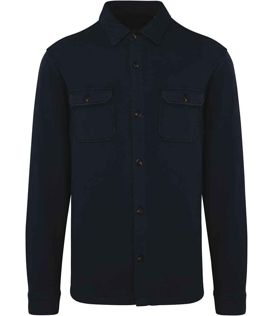 native spirit native spirit faded brushed fleece overshirt - washed navy (ns521)