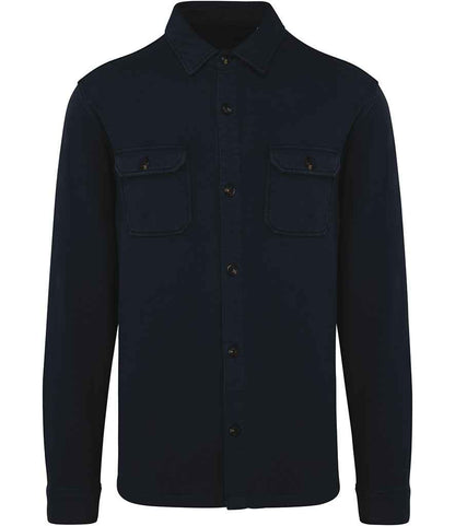 native spirit native spirit faded brushed fleece overshirt - washed navy (ns521)