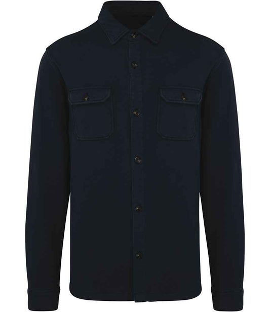 native spirit native spirit faded brushed fleece overshirt - washed navy (ns521)