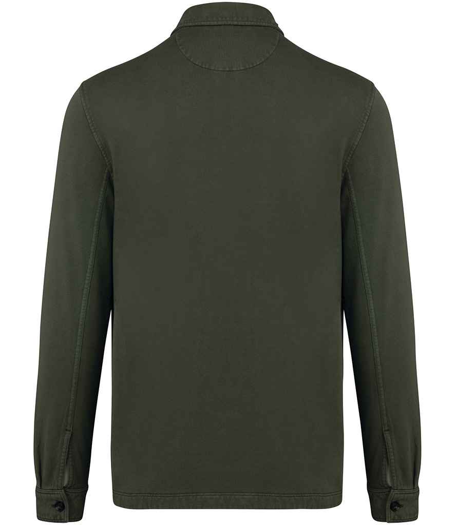 native spirit native spirit faded brushed fleece overshirt - washed organic khaki (ns521)