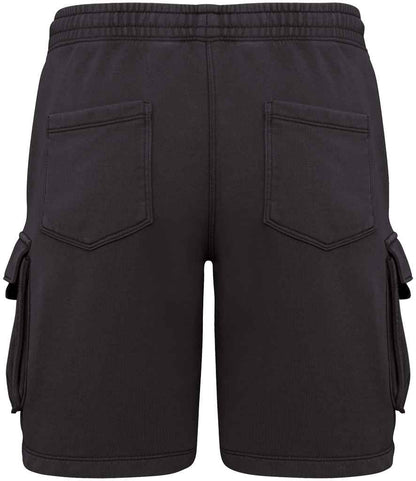 native spirit native spirit french terry washed effect cargo shorts - washed black (ns717)