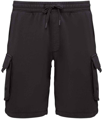 native spirit native spirit french terry washed effect cargo shorts - washed black (ns717)