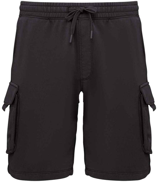 native spirit native spirit french terry washed effect cargo shorts - washed black (ns717)