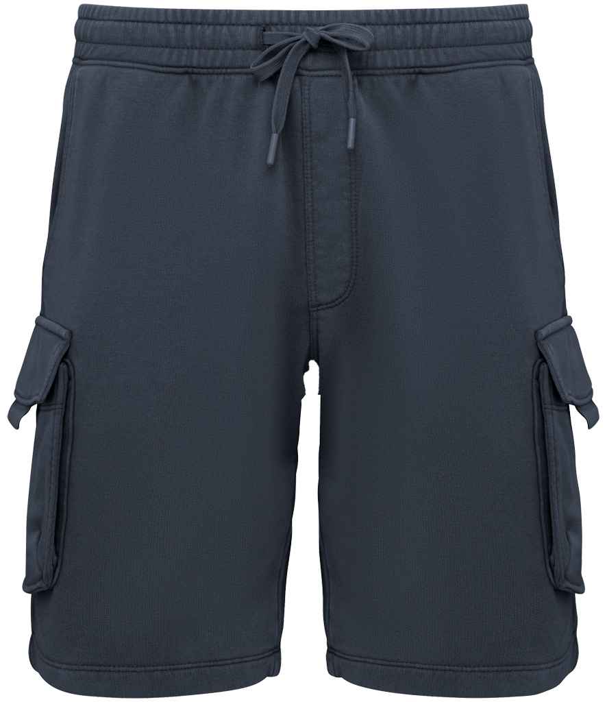 native spirit native spirit french terry washed effect cargo shorts - washed navy (ns717)
