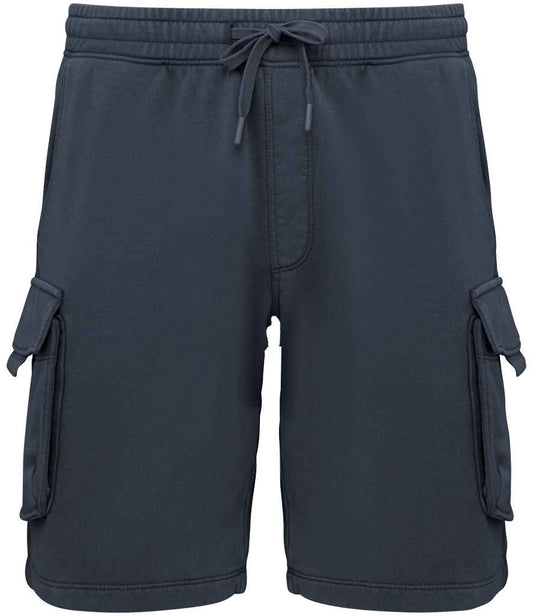 native spirit native spirit french terry washed effect cargo shorts - washed navy (ns717)