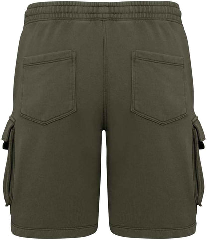 native spirit native spirit french terry washed effect cargo shorts - washed organic khaki (ns717)