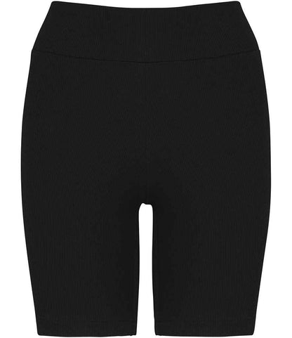 native spirit native spirit ladies ribbed shorts - black (ns744)