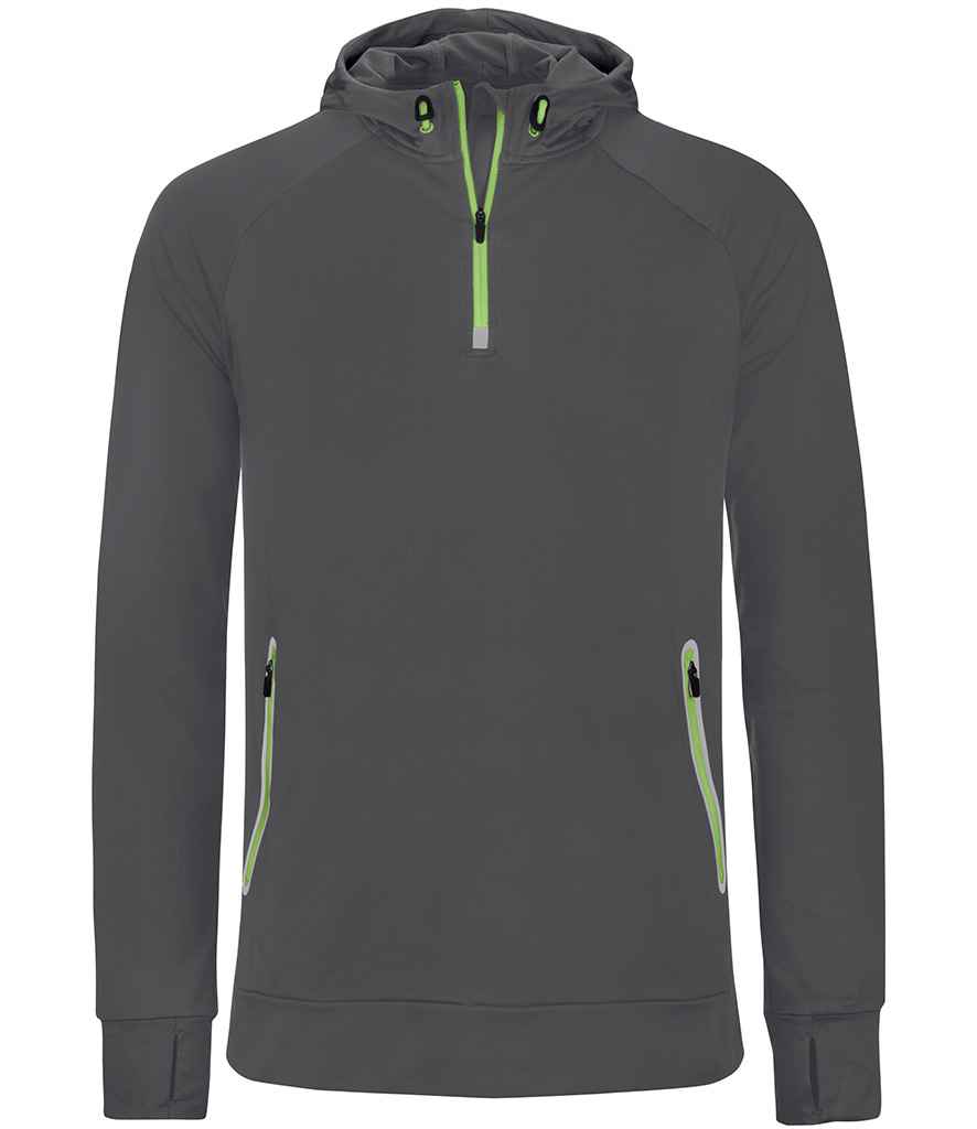 Proact Proact Zip Neck Hooded Sweatshirt - Dark Grey (PA360)