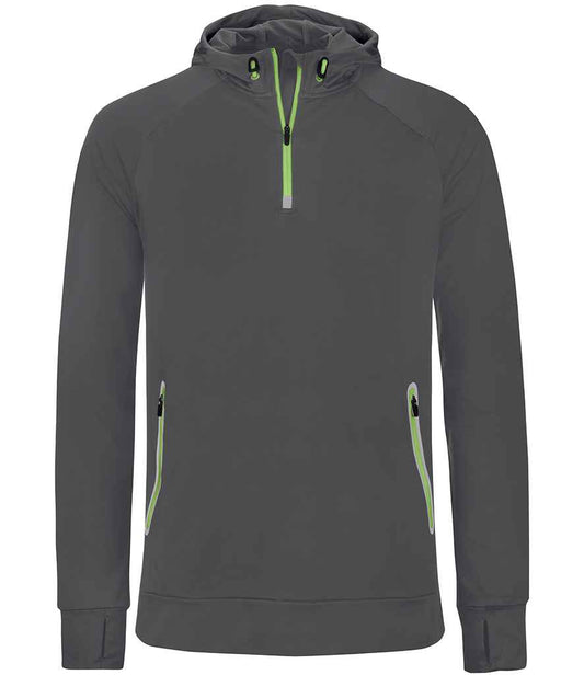 Proact Proact Zip Neck Hooded Sweatshirt - Dark Grey (PA360)