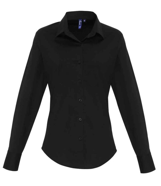 Premier Ladies Long Sleeve Stretch Fit Poplin Shirt (PR344)