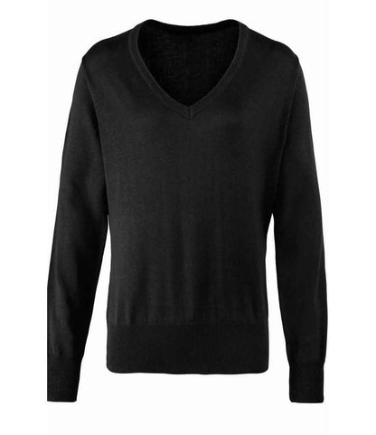 Premier Ladies Knitted Cotton Acrylic V Neck Sweater (PR696)