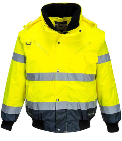 Portwest 3-in-1 Hi-Vis Bomber Jacket - Yellow/Navy (PW013)