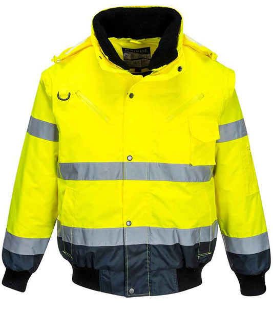 Portwest 3-in-1 Hi-Vis Bomber Jacket - Yellow/Navy (PW013)
