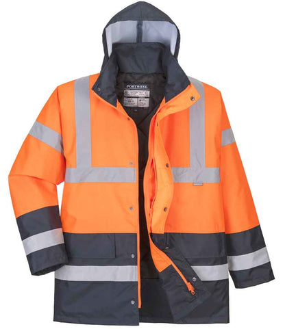 Portwest Hi-Vis Contrast Traffic Jacket - Orange/Navy (PW025)