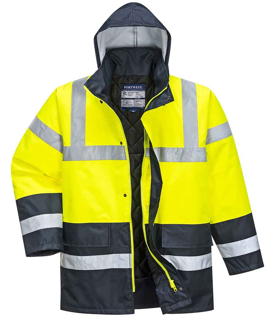 Portwest Hi-Vis Contrast Traffic Jacket - Yellow/Navy (PW025)