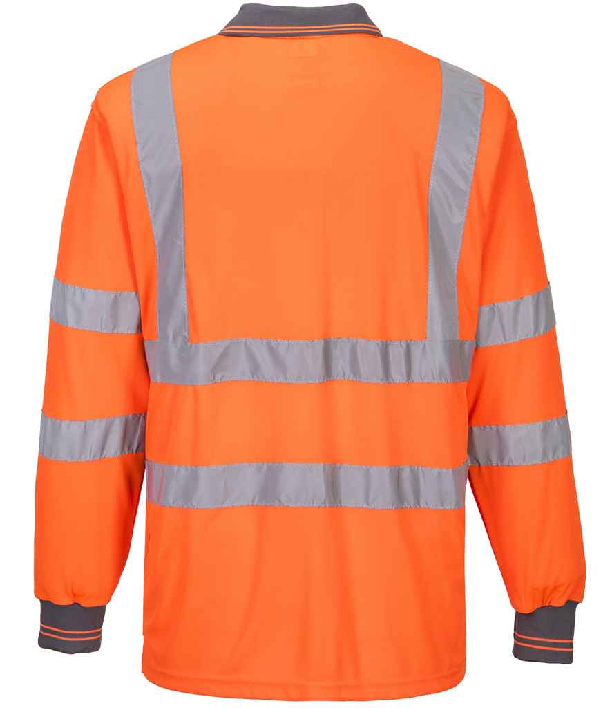 Portwest Hi-Vis Long Sleeve Polo Shirt - Orange (PW059)