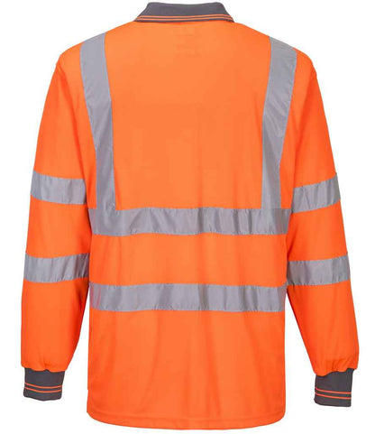 Portwest Hi-Vis Long Sleeve Polo Shirt - Orange (PW059)