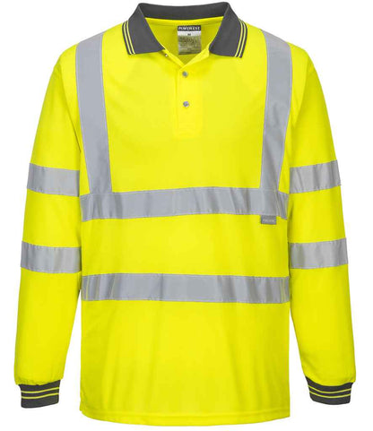 Portwest Hi-Vis Long Sleeve Polo Shirt - Yellow (PW059)