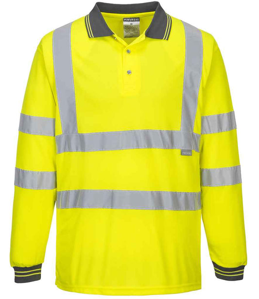 Portwest Hi-Vis Long Sleeve Polo Shirt - Yellow (PW059)
