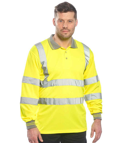 Portwest Hi-Vis Long Sleeve Polo Shirt - Yellow (PW059)