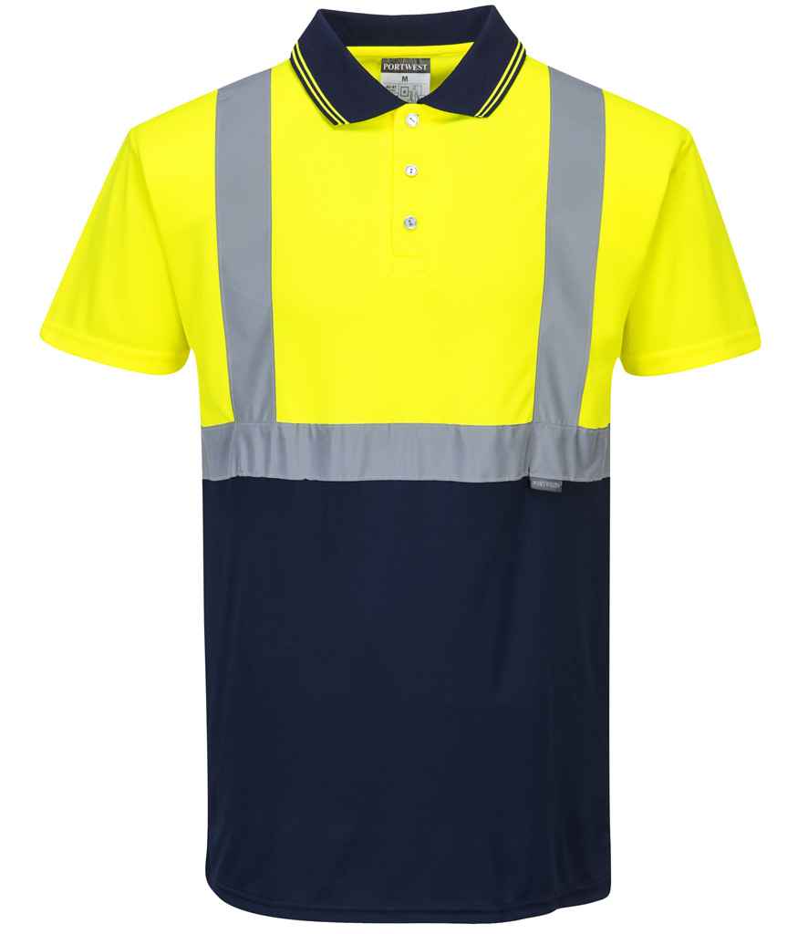 Portwest Hi-Vis Two Tone Polo Shirt - Yellow/Navy (PW062)