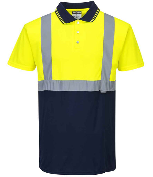 Portwest Hi-Vis Two Tone Polo Shirt - Yellow/Navy (PW062)