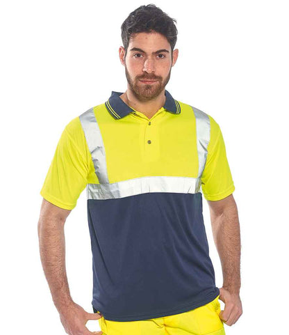 Portwest Hi-Vis Two Tone Polo Shirt - Yellow/Navy (PW062)