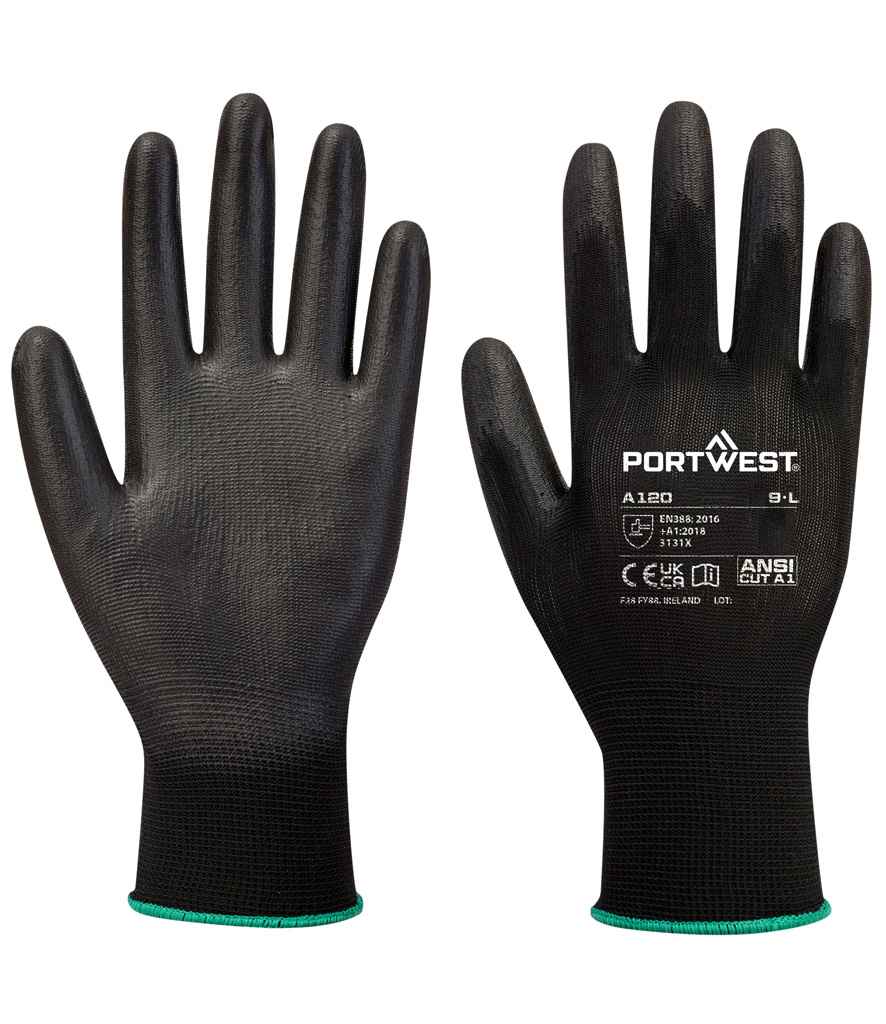 Portwest PU Palm Gloves - Black (PW083)