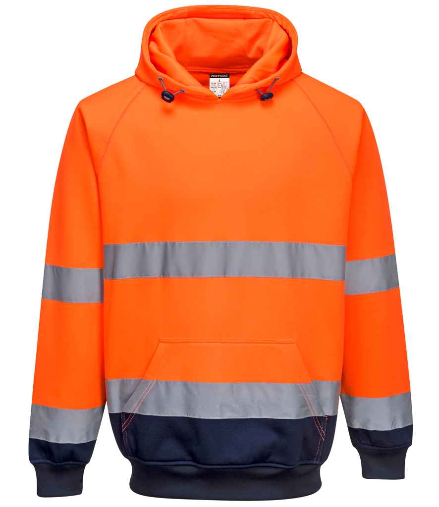 Portwest Hi-Vis Two Tone Hooded Sweatshirt - Orange/Navy (PW1250)