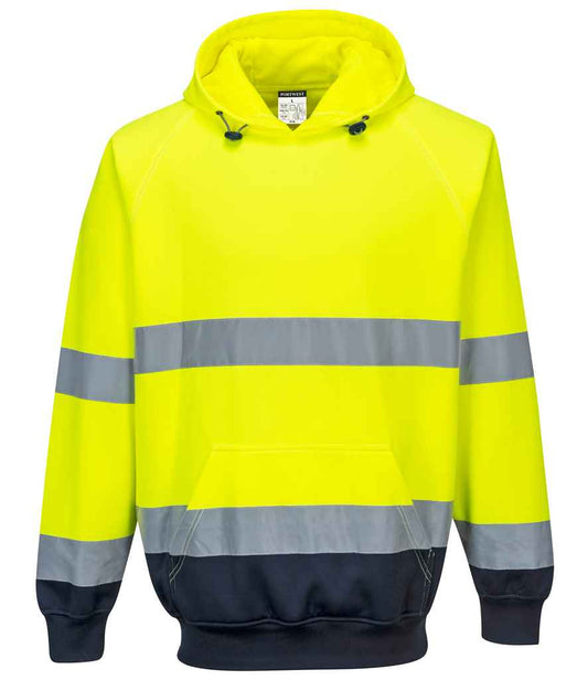 Portwest Hi-Vis Two Tone Hooded Sweatshirt - Yellow/Navy (PW1250)