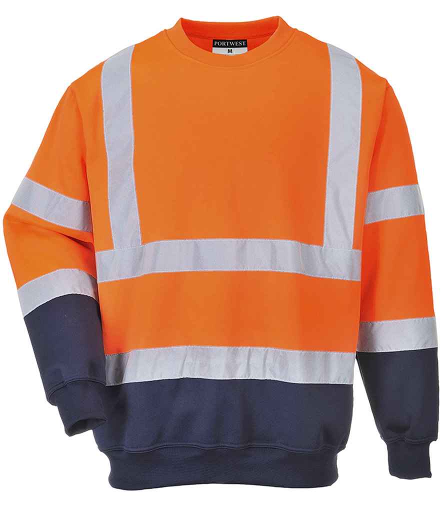 Portwest Hi-Vis Two Tone Sweatshirt - Orange/Navy (PW668)