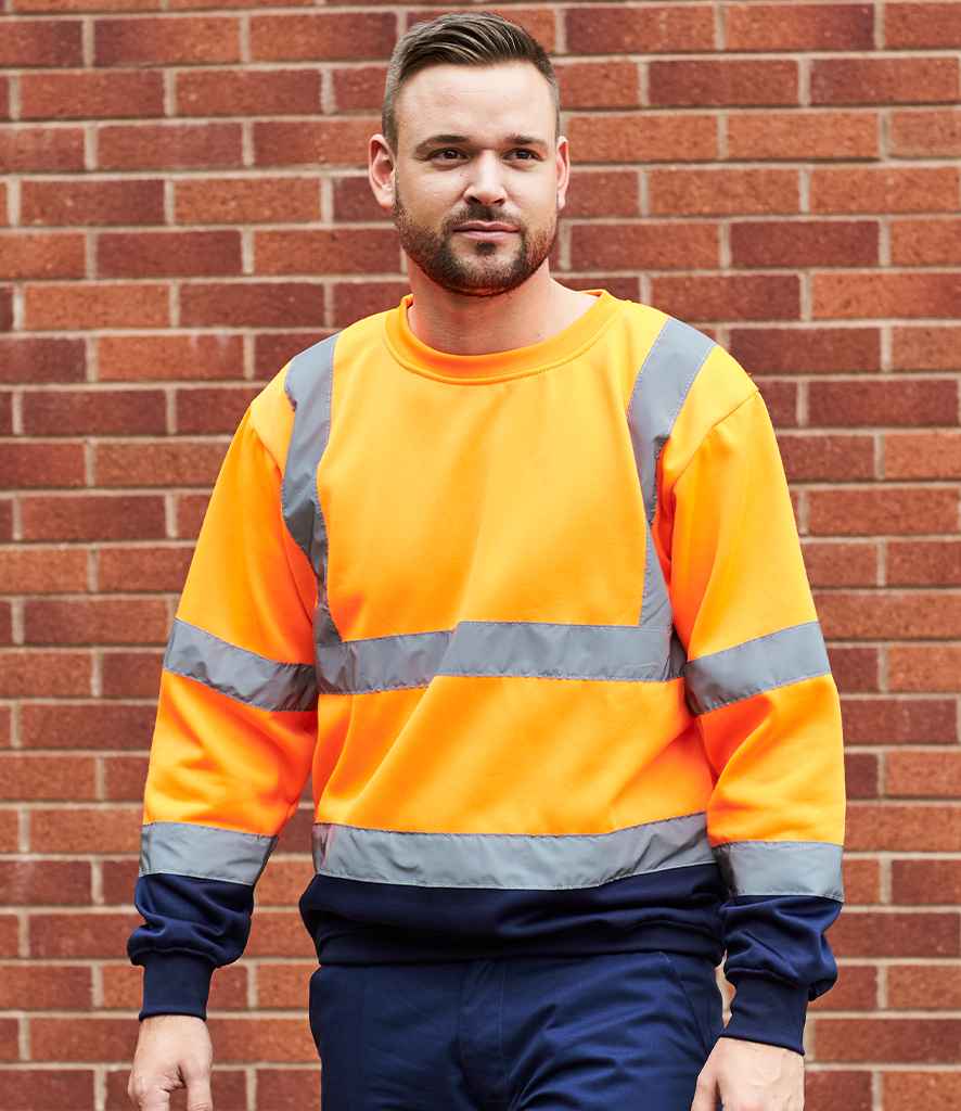 Portwest Hi-Vis Two Tone Sweatshirt - Orange/Navy (PW668)