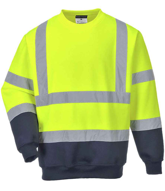 Portwest Hi-Vis Two Tone Sweatshirt - Yellow/Navy (PW668)