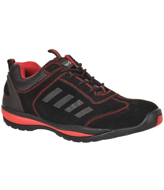 Portwest Steelite™ Lusum S1P HRO Safety Trainers - Black/Red (PW809)