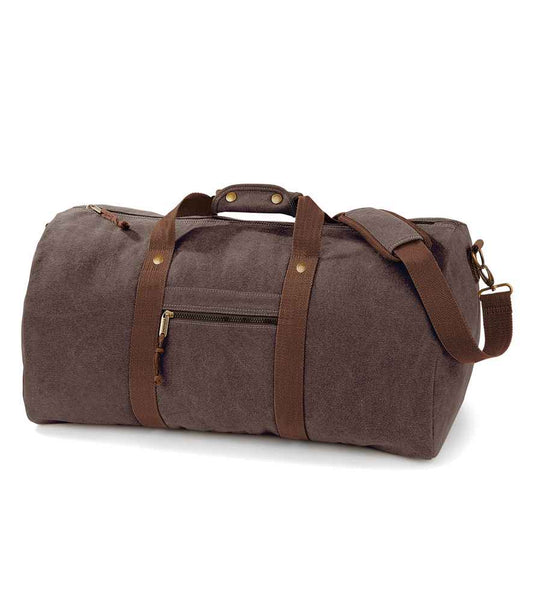 Quadra Vintage Canvas Holdall - Vintage Brown (QD613)
