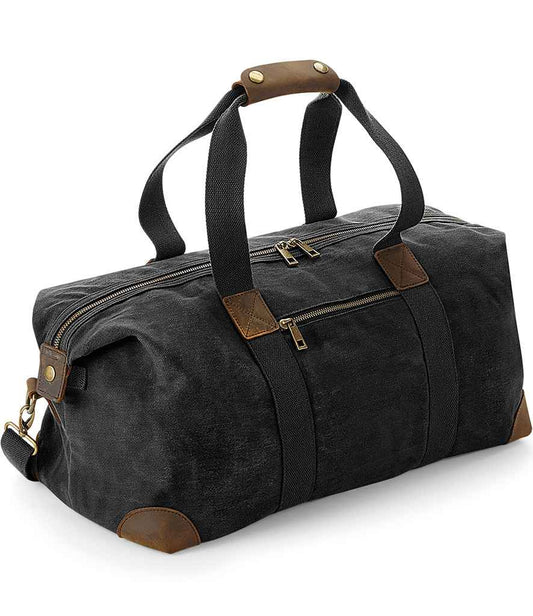 Quadra Heritage Waxed Canvas Holdall - Black (QD650)