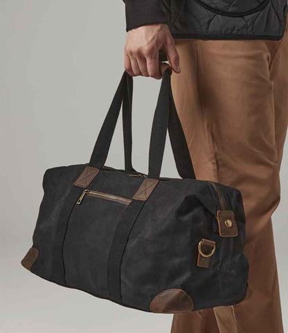 Quadra Heritage Waxed Canvas Holdall - Black (QD650)