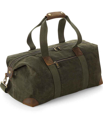 Quadra Heritage Waxed Canvas Holdall - Olive Green (QD650)