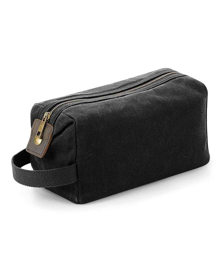 Quadra Heritage Waxed Canvas Wash Bag - Black (QD651)