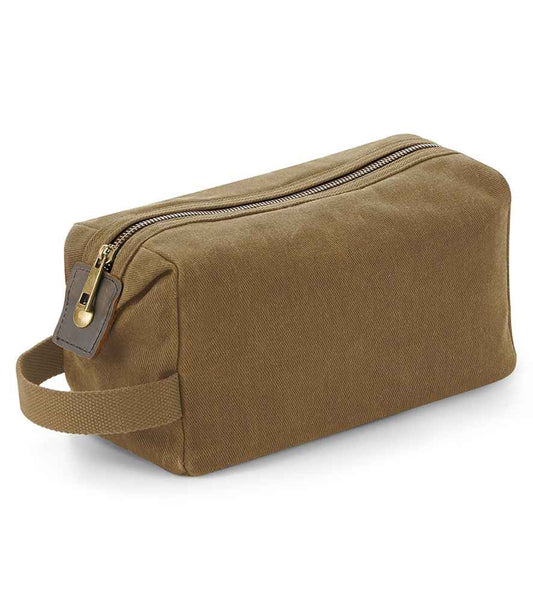 Quadra Heritage Waxed Canvas Wash Bag - Desert Sand (QD651)