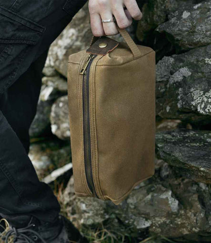 Quadra Heritage Waxed Canvas Wash Bag - Desert Sand (QD651)