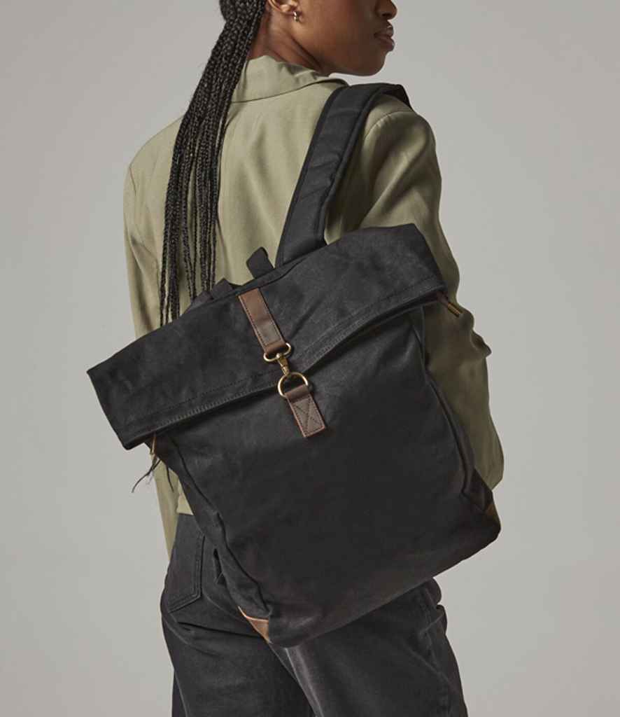 Quadra Heritage Waxed Canvas Backpack - Black (QD655)