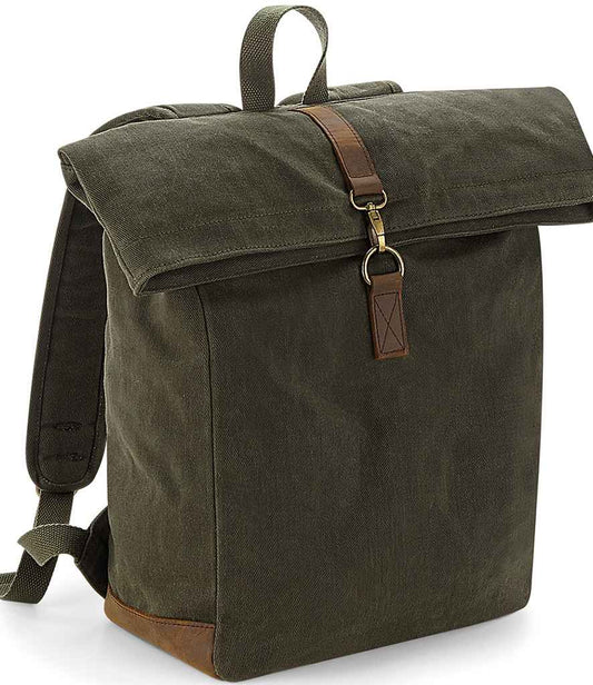 Quadra Heritage Waxed Canvas Backpack - Olive Green (QD655)