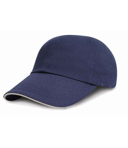 Result Kids Low Profile Heavy Brushed Cotton Cap with Sandwich Peak - Navy/White (RC024PB)