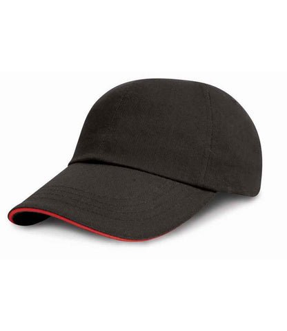 Result Low Profile Heavy Brushed Cotton Cap with Sandwich Peak - Black/Red (RC024P)