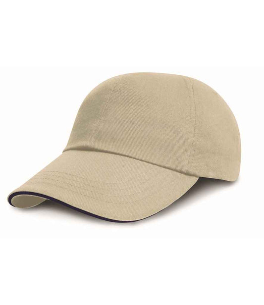Result Low Profile Heavy Brushed Cotton Cap with Sandwich Peak - Natural/Navy (RC024P)