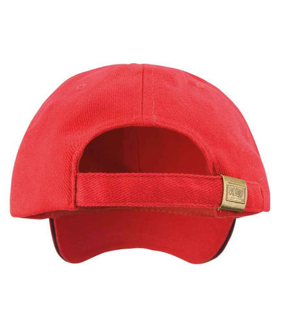 Result Low Profile Heavy Brushed Cotton Cap with Sandwich Peak - Red/Black (RC024P)