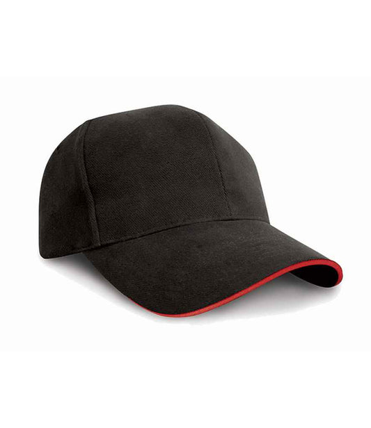 Result Pro-Style Heavy Brushed Cotton Cap - Black/Red (RC025P)