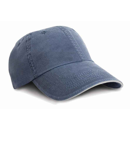 Result Washed Fine Line Cotton Cap - Navy (RC054)