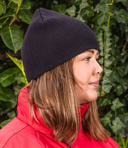 Result Cotton Knitted Beanie - Black (RC074)